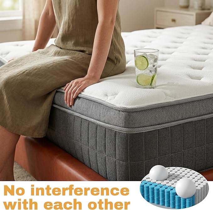 Queen Size Mattress - 12 Inch Queen Mattress- Hybrid Memory Foam Mattress,Pressure Relief, Cooling Breathable Cover, CertiPUR-US Certified, Bed-in-a-Box