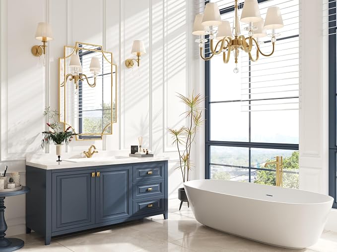 Kelly Miller Gold Bathroom Mirror for Wall, 24"x36" Large Decorative Mirror Gold Wall Mirror Vanity Mirror Beveled Wall Decor for Master Bath Half Bath Living Room Bedroom Fireplace Mantle Entryway - Image 4