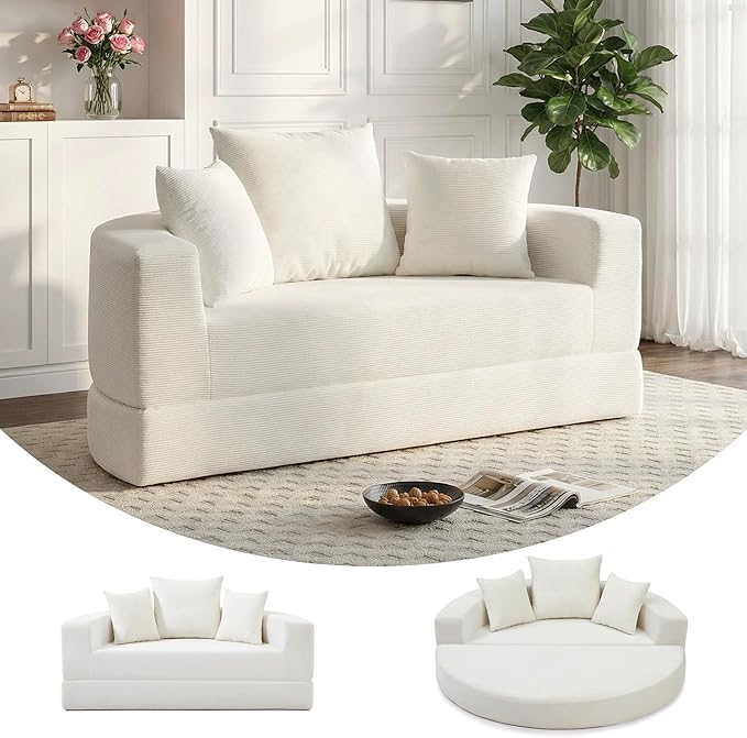 Casaphoria 67'' Sleeper Sofa for Small Spaces,Convertible Foldable Couch Bed with Armrests,Space Saving Guest Bed for Apartments,Dorms,Living Room(Beige)