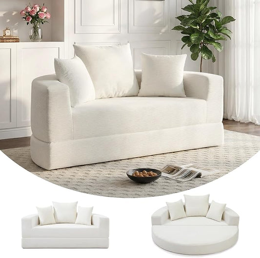 Casaphoria 67'' Sleeper Sofa for Small Spaces,Convertible Foldable Couch Bed with Armrests,Space Saving Guest Bed for Apartments,Dorms,Living Room(Beige)