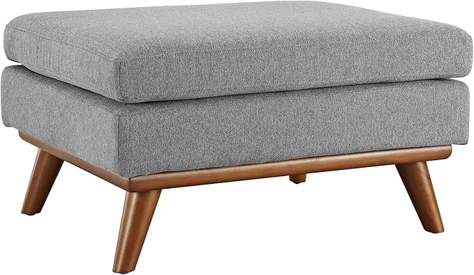 Modway Engage Mid-Century Modern Upholstered Fabric Ottoman in Expectation Gray