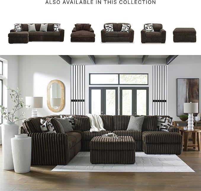 Signature Design by Ashley Midnight-Madness Contemporary Symmetrical 2-Piece Sectional with Reversible Seat Cushion, Dark Brown