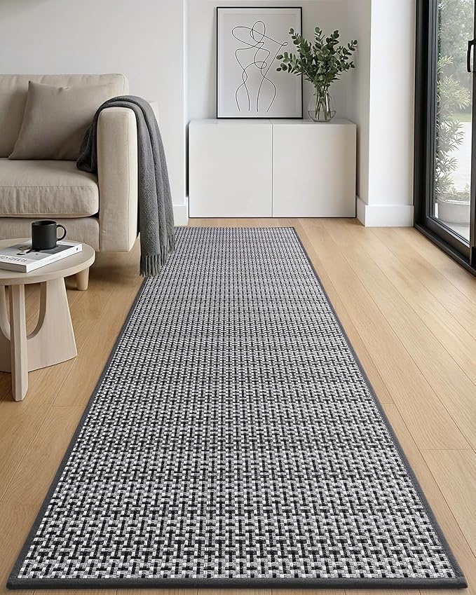 DEXI Hallway Runner Rug 2'x6', Non Slip Rubber Backed Runners Carpet, Ultra Thin Entryway Rugs Indoor for Kitchen Hallway Entrance Bedroom, Grey and White - Image 5