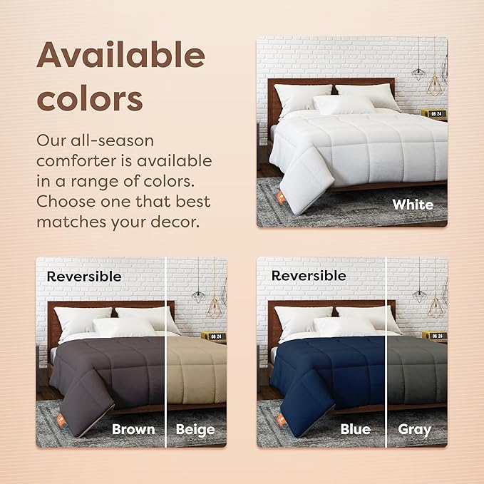 HOSPITOLOGY PRODUCTS White Comforter Twin Hypoallergenic Duvet Insert Microfiber All Season Goose Down Alternative Quilted - Corner Loops - Box Stitched - Washable - 64" W x 86" L