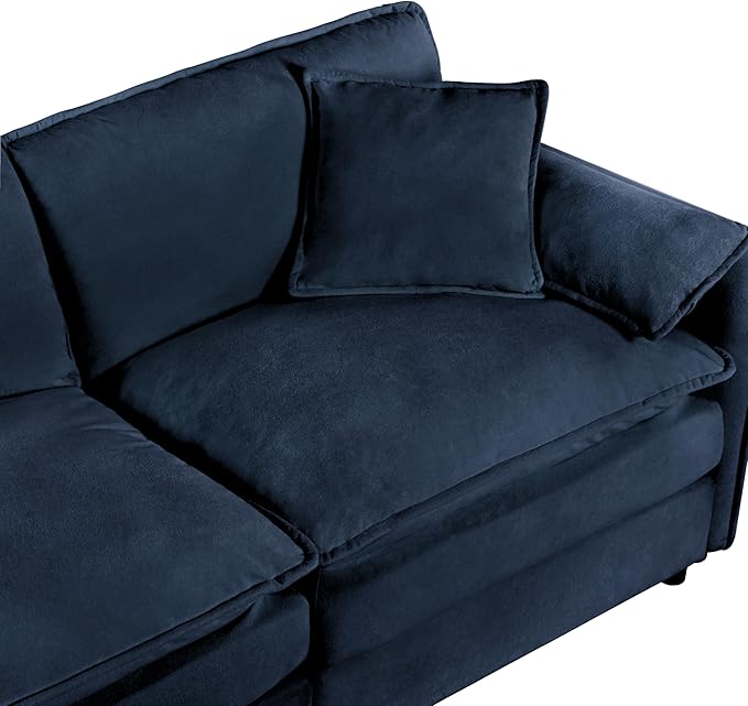 143-Inch U-Shaped Sectional Cloud Sofa Oversized Modular 6 Seaters Sofa Couch with 2 Ottoman Chaise and Pillow Armrest, Chenille Upholstered Convertible Cloud Couch