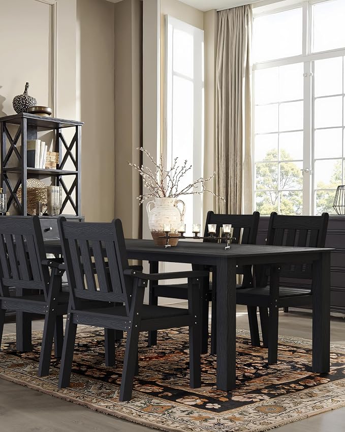YEFU Patio Dining Chairs Set of 4: All Weather Outdoor Dining Chairs with Wide Curved Seat and Backrest - Outdoor Furniture Plastic for Outside Backyard/Garden/Porch/Deck 350lbs Capacity Black - Image 6