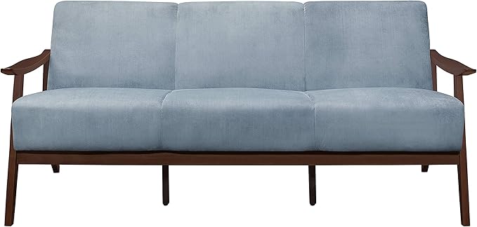 Lexicon Savry 73" W Fabric Wood Arm Sofa, Blue Gray