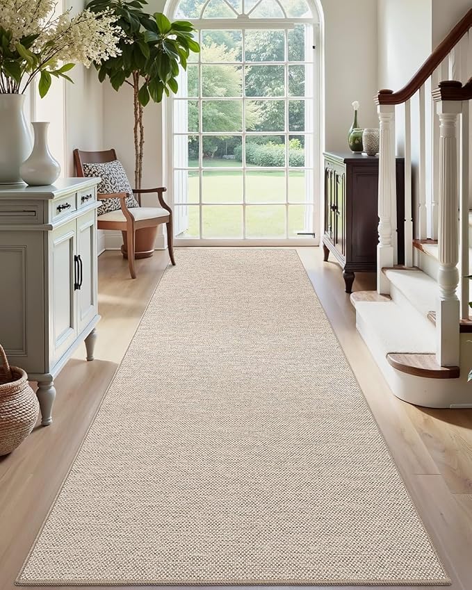 DEXI Hallway Runner Rug 2'x6', Non Slip Rubber Backed Runners Carpet, Ultra Thin Entryway Rugs Indoor for Kitchen Hallway Entrance Bedroom, Beige by DEXI