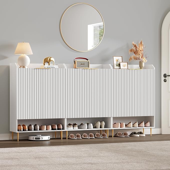 SICOTAS Shoe Cabinet Set of 3-7-Tier Large Shoe Storage Cabinet, 50.7" Tall Entryway Shoe Cabinet Storage with Adjustable Shelves for Entryway Hallway Living Room Front Door, White - Image 6