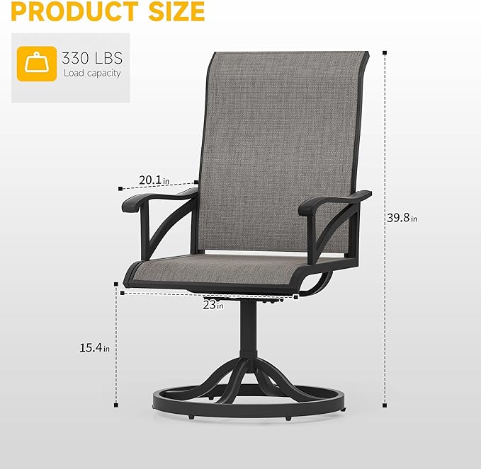 DWVO Swivel Patio Chairs Set of 8, Premium Outdoor Swivel Chairs with High Back Support & Weather-Resistant Fabric, Heavy Duty Patio Swivel Chair for Porch Garden Deck, 360 Degree Rotation, Brown - Image 2