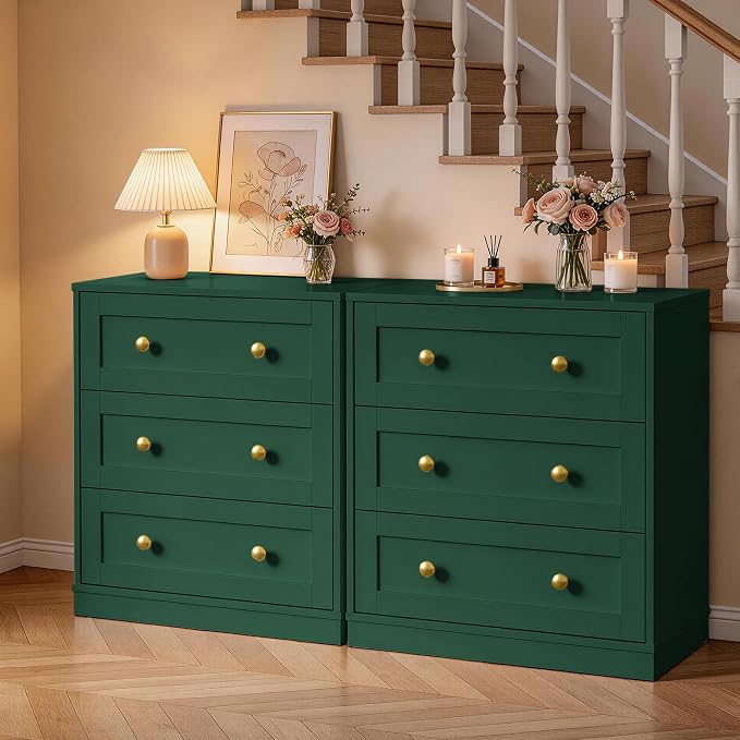 RoyalCraft Small 3 Drawer Dresser, Green Dresser for Bedroom, Wood Nightstand with Drawers, Modern Chest of Drawers for Closet, Living Room, Entryway - Image 7