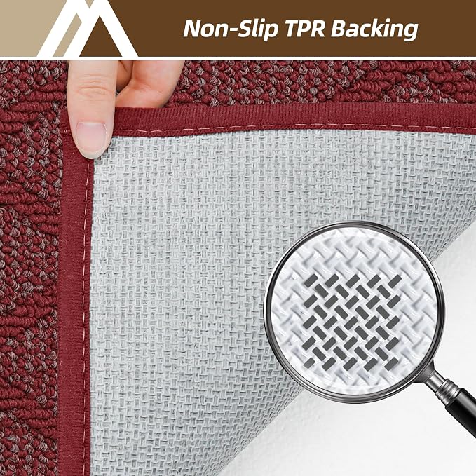 COSY HOMEER Non-Slip Door Mat 24"x36", Entryway Rugs Low Profile Absorbent Dirt Trapper Doormat for Front Entrance, Washable Polypropylene Entry Mat (Red) - Image 4