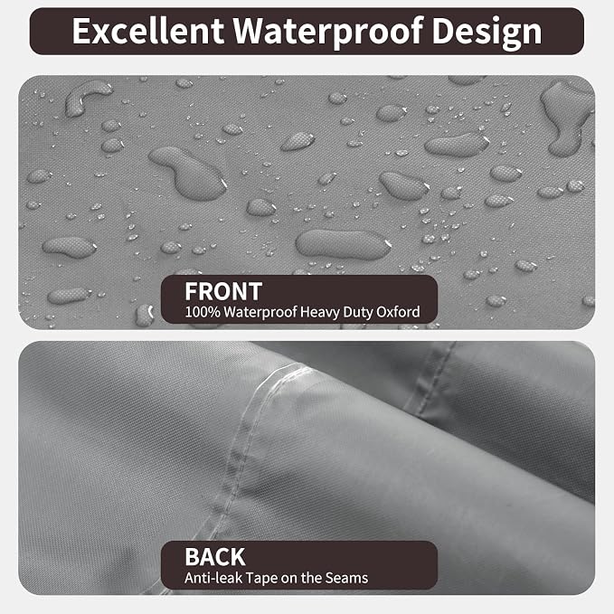 PureFit Outdoor Sectional Sofa Cover Waterproof Curved Patio Furniture Covers for Deck, Lawn and Backyard, 90Lx34Dx32Hx46FL, Grey - Image 4
