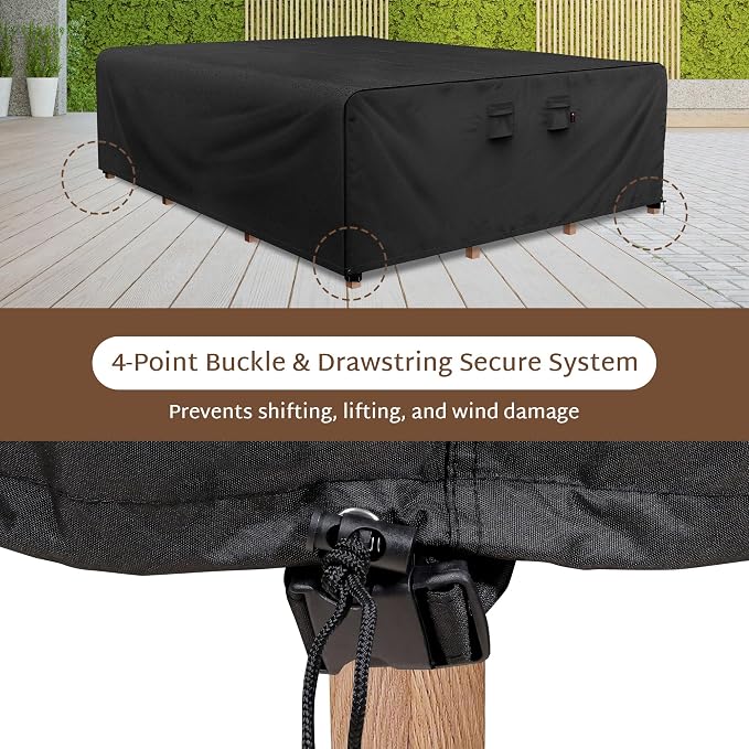iBirdie Outdoor Patio Furniture Set Covers 120 x 76 inch fit 6 x 10 ft, 72, 74, 76 inch Wide, 120, 118, 116 inch Long Outside Dining Table and Chairs, Waterproof Weatherproof Cover, Heavy Duty 600D - Image 5