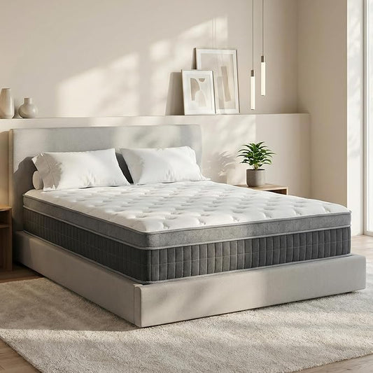 inight Queen Hybrid Mattress 10 Inch, Fresh-Sleep Tech with Nebulign Foam, Medium Firm Cooling Airflow for Pressure Relief, Fiberglass Free, CFR 1633 Compliant