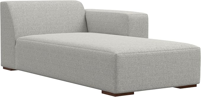 SIMPLIHOME Rex Right Chaise Sofa Module in 100% Recycled Polyester Tightly Woven Performance Fabric, Pale Grey, 44-inches W x 69.5-inches D, Handcrafted Modern-Style Right-Arm Chaise Lounge Chair
