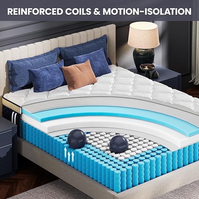 Extra Firm Full Mattress 10 Inch - Hotel Collection Hybrid Mattress with 7-Zone Support for Spinal Alignment & Back Pain Relief, 395-Night Trial, CertiPUR-US & Fiberglass-Free