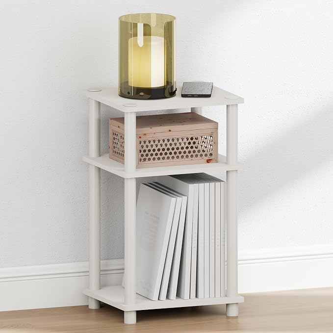 Furinno Just Turn-N-Tube Open Storage Nightstand, 1 Pack, 3-Tier, White/White - Image 3