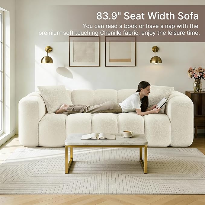 84" Boneless Couch No Assembly Required Loveseat Sofa Modern Deep Seat Cloud Couch Modern Compressed Sofa Oversized Upholstered 3-Seater for Living Room Bedroom