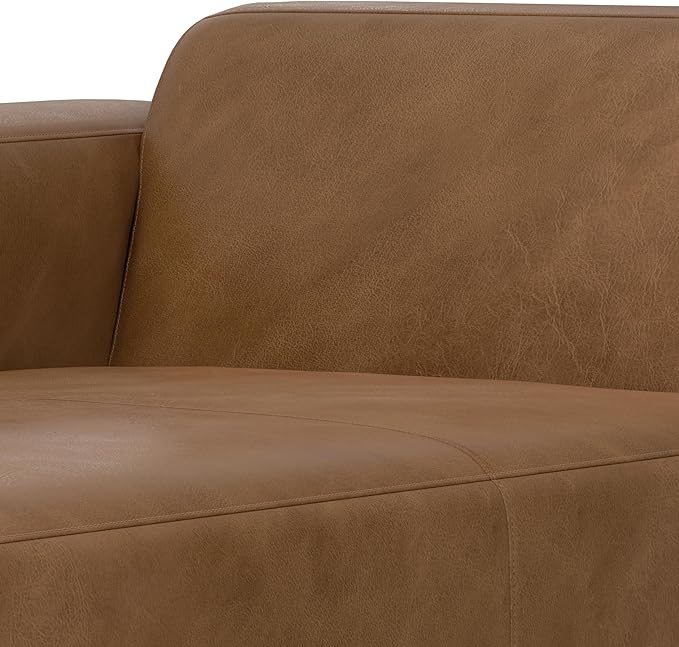 SIMPLIHOME Rex Left Chaise Sofa Module in Full-Grain Genuine Leather, Caramel Brown, 44-inches W x 69.5-inches D, Handcrafted Modern-Style Left-Arm Chaise Lounge Chair for Living Room