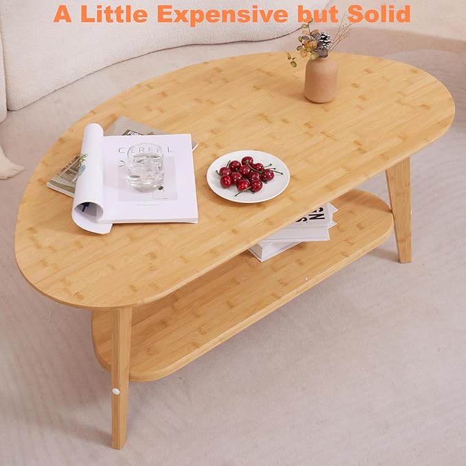 Coffee Table, Oval Coffee Tables for Living Room, 100% Solid Wood Coffee Tables, 40.2" Round Center Table for Bedroom Reception Office, Mid Century Modern Coffee Table, Easy Assembly | Mid-Century Modern, for Living Room, FSC Certified, Wooden, Coffee ...