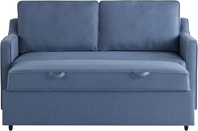 Serta® Corren 68.1" Queen Sized Convertible Sofa, Dream Coil® Comfort, Fingerguard® Pinch Point Protection, Sofa Chenille Fabric, Navy Blue