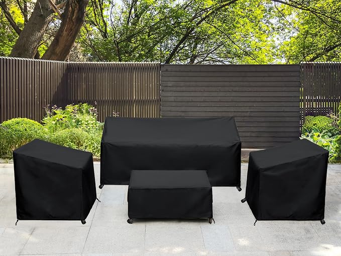 Patio Furniture Covers,Outdoor Furniture Cover Waterproof,Patio Furniture Set Covers for 4 Piece Outdoor Conversation Set,Patio Covers Set X-Large (Black) - Image 7