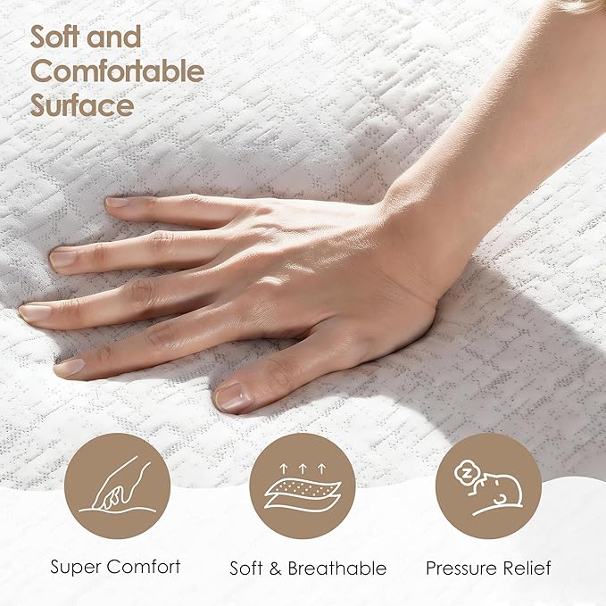 10 Inch Twin Size Mattress for Dorms, Daybeds, Living Room, Guest Rooms, Gel Memory Foam Mattress, Medium Firm, Removable Washable Cover