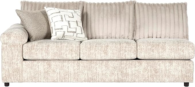 Roundhill Furniture Nason Wide Wale Corduroy Sectional Sofa Chaise, Parchment