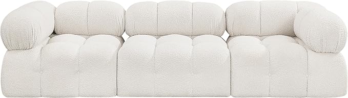 Meridian Furniture 611Cream-S102A Ames Collection Modern | Contemporary Modular Sofa with Rich Cream Boucle Fabric, Modular to Create Infinite Configurations, 102" W x 34" D x 28" H, Cream