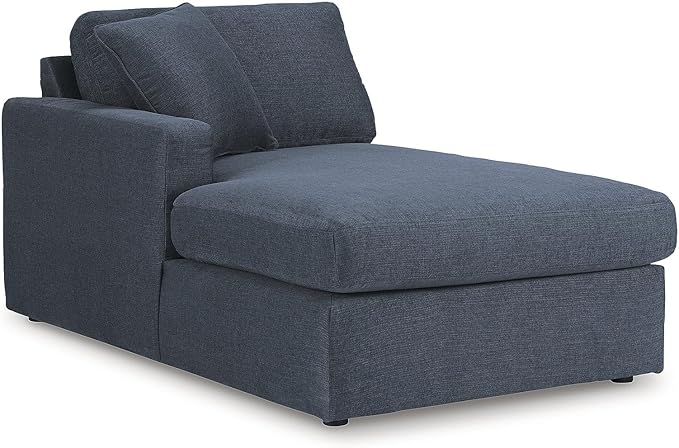 Signature Design by Ashley Contemporary Modmax Stain Resistant U-Shape Right-Arm Facing 8-Piece Sectional with Chaise and Storage Consoles, Dark Blue