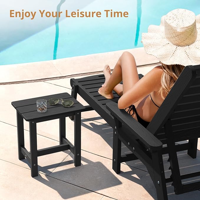 LUE BONA Outdoor Side Table Set of 2, HDPS Small Outdoor Table, Adirondack Side Table, Outside End Table for Patio, Porch, Deck, Pool, Weather Resistant/Easy Maintenance/Indoor or Outside Use, Black - Image 4