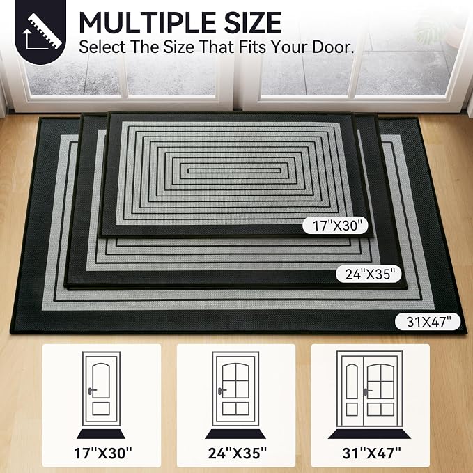 Front Door Mat 24''x35'', Absorbent Dirt Resist Washable Non Slip Low-Profile Indoor Doormat, Easy Clean Entryway Welcome Door Mats, Grey - Image 2