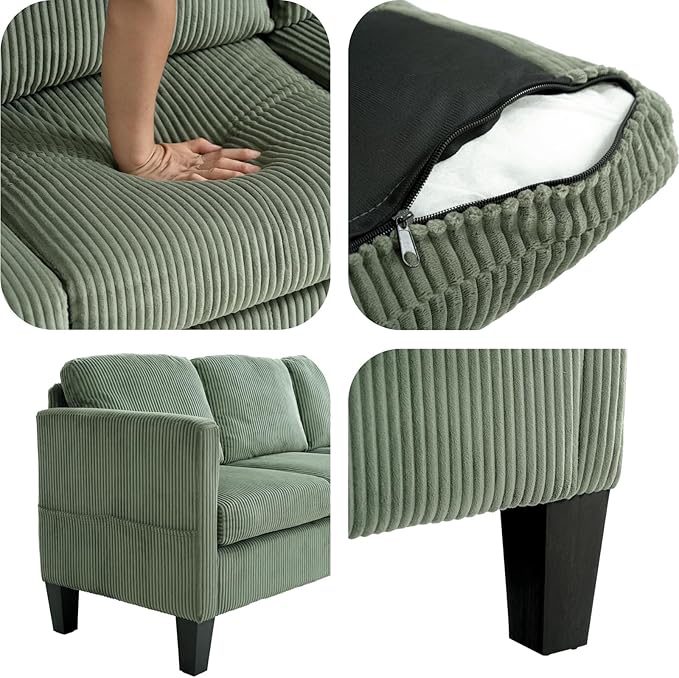 L Shaped Couch with Storage Ottoman, Sectional Couches with Reversible Chaise, Convertible Sleeper Sofa Bed for Living Room, Lounge Sectional Couch for Apartment and Small Spaces, Green