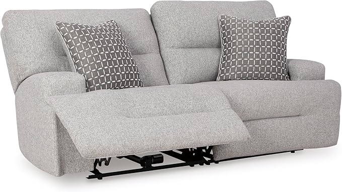 Signature Design by Ashley Acklen Place Modern U-Shaped Modular Stain-Resistant 6-Piece Power Reclining Sectional with Chaise, Adjustable Headrest, USB Charging Ports and Console, Light Gray