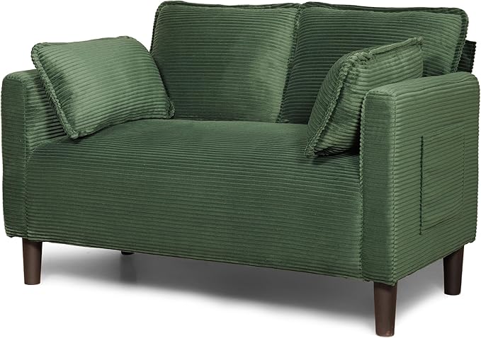 Corduroy Oversized Armchair 48" Extra Wide Accent Chairs W/Double Solid Wood Frame for Living Room Modern Lounge Chair, Upholstered Cloud Single Sofa with Pillows