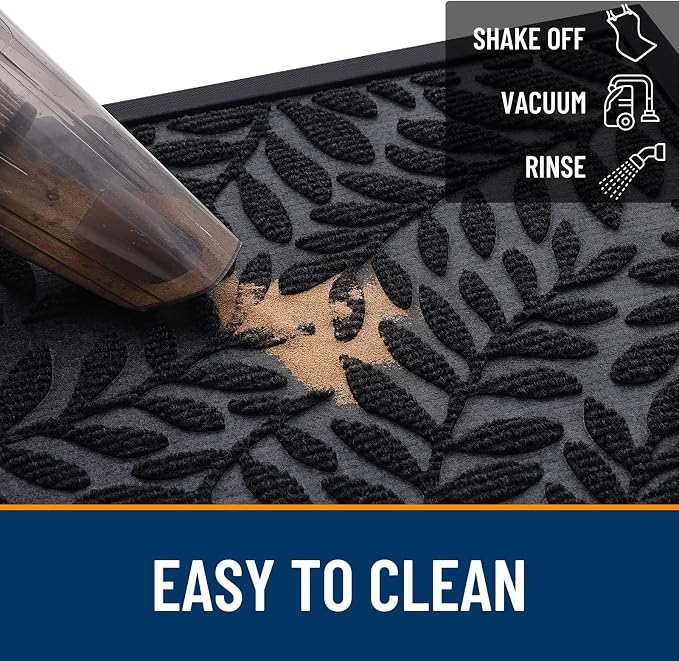 OLANLY Door Mat Indoor Outdoor Entrance, 47x32, Waterproof All-Weather All-Season Doormat, Sturdy Natural Rubber, Stain and Fade Resistant, Low Profile, Easy Clean Patio Entryway Mat, Black - Image 6