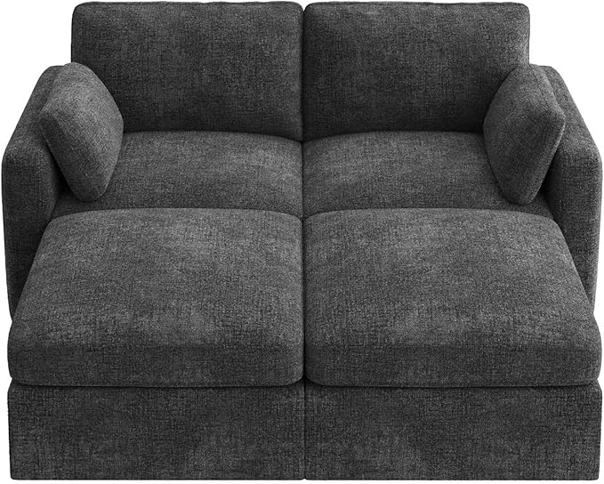 HONBAY Modular Sectional Sleeper Couch, Sectional Sofa with Storage Ottoman, Sleeper Sectional Couches for Living Room, Grey