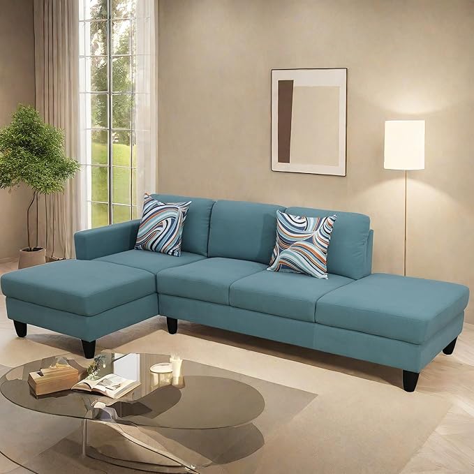 L Shaped Sectional Modern Sofa - Convertible Leather Sleeper Bed Couch Set with Reversible Chaise, Lounge Modular Cloud Couch for Living Room Apartment