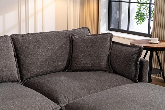 Eafurn 150" Oversized Modular Sectional Sofa with Movable Ottomans, 6 Seat Modern Corduroy Sofa Set, Convertible U/L Shaped Corner Couch for Living Room Apartment