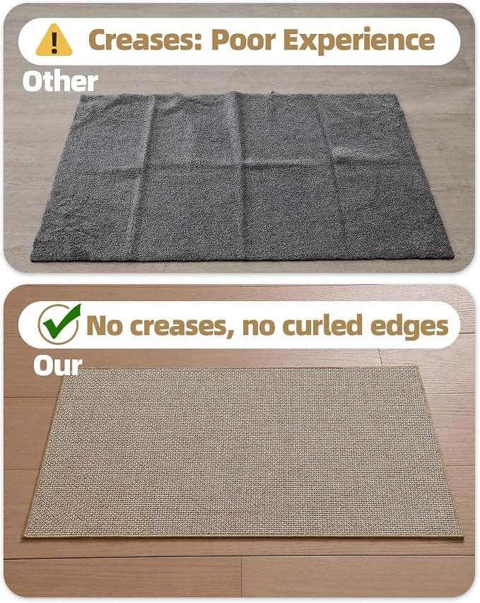 Color&Geometry Thin Front Door Mat Indoor Entrance Non Slip Rubber Backed, 24"x36" Indoor Door Mats for Entryway, Dirt Trapper Double Doormat, Washable Front Door Rugs, Dark Beige - Image 4