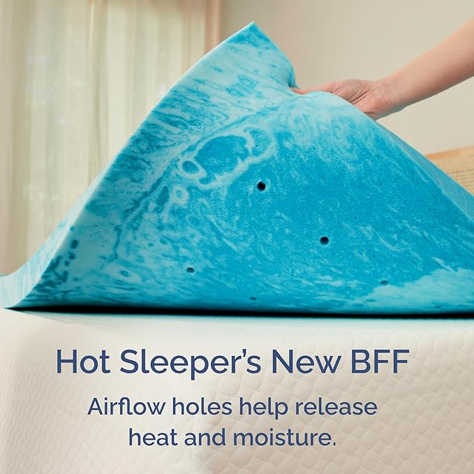 2 Inch Full Memory Foam Mattress Topper - Cooling Gel Infused Bed Topper - Soft Ventilated Mattress Pad for Pressure Relief & Pain-Free Sleep - CertiPUR-US & Oeko-TEX