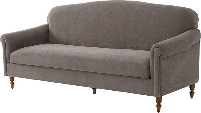Christopher Knight Home Sola 77.5'' Modern Chenille Upholstered Loveseat Sofa with Rolled Armrest and Rubberwood Frame, 2-Seater Home Sofa Living Room, Comfy Couch for Hotel/Apartment, Brown