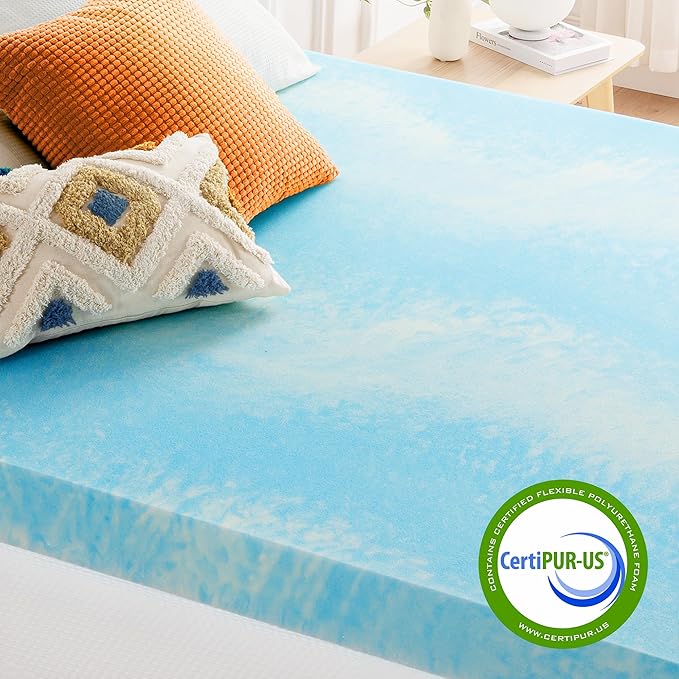 Best Price Mattress 4 Inch Swirl Gel AeroBreeze Cooling Air Flow Memory Foam Mattress Topper, Dorm Essentials, King