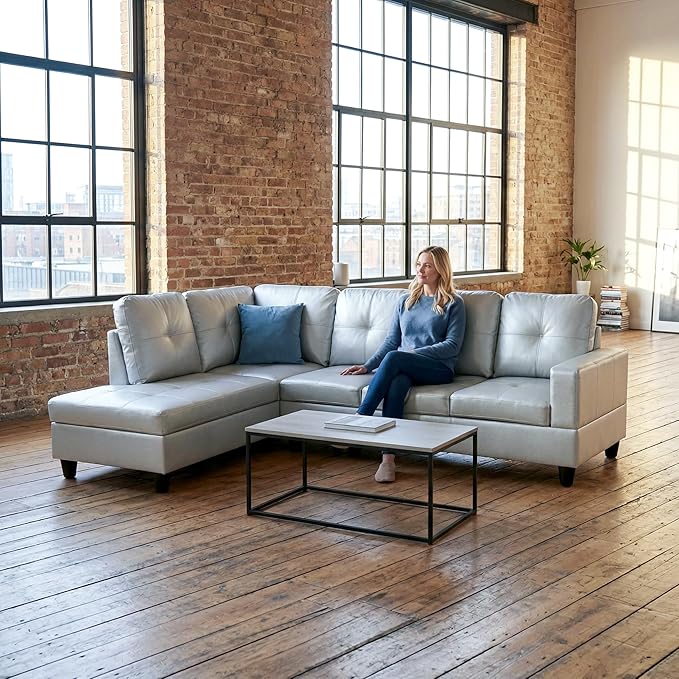 NicBex Modular L-Shaped Sectional Couches, 3-Piece Convertible Couch with Storage Ottoman, 4-Seat Comfy Sofa with Chaise for Living Room & Apartment, Silver