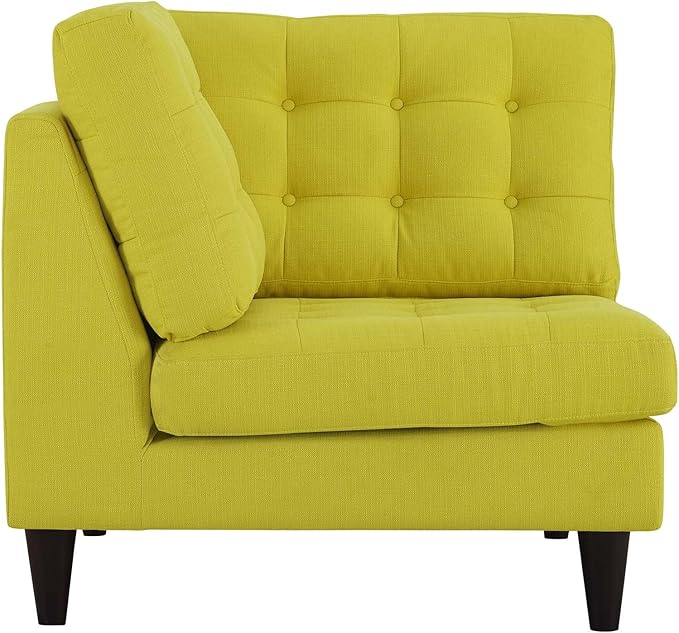 Modway Empress Mid-Century Modern Upholstered Fabric Corner Sofa In Sunny