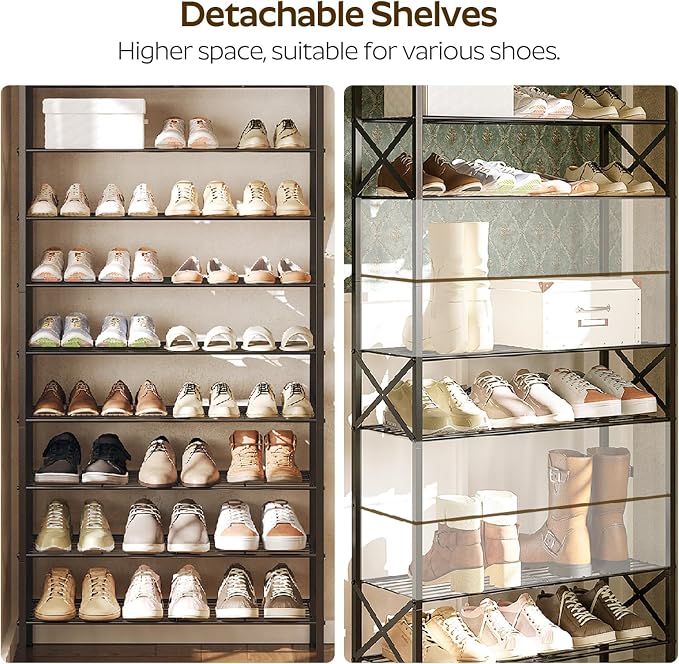 YATINEY 10 Tier Shoe Rack, Large Capacity Shoe Storage Organizer Holds 40 Pairs, Sturdy and Stable, for Entryway, Hallway, Closet, Dorm Room, Charcoal SS10BCG1 - Image 5