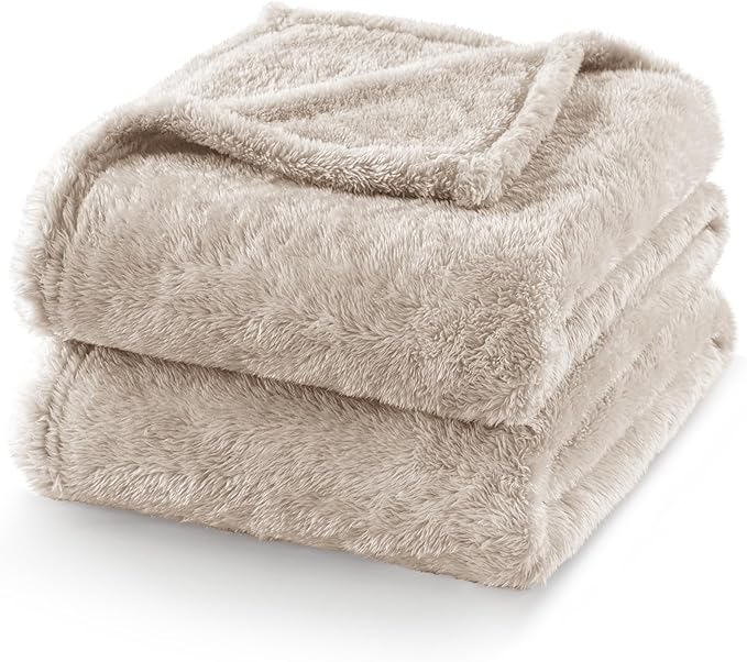 Exclusivo Mezcla Plush Fuzzy Fleece Bed Blanket King Size, Super Soft, Fluffy and Warm Blankets for Couch, Bed, All Season (Camel, 90x104 inches)