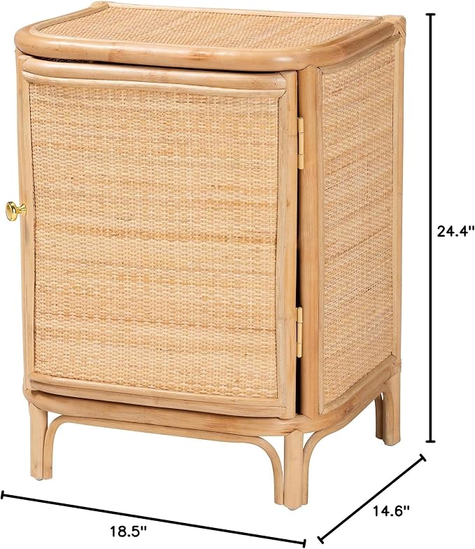 Bali & pari Kiara Bohemian Natural Rattan Nightstand - Image 3