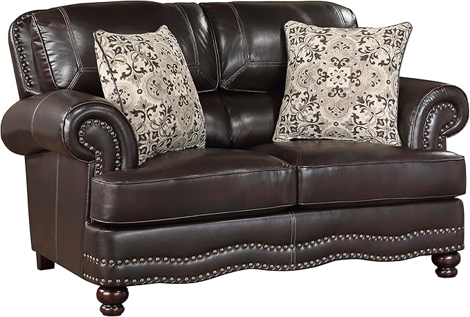 Lexicon Sébastien Breathable Faux Leather Living Room Loveseat, Brown